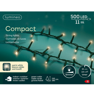 Lumineo Compact kerstverlichting | 16 meter | Lumineo (500 leds, Binnen/Buiten, Warm wit, Timer, Dimmer) 495336 K151000376 - 4