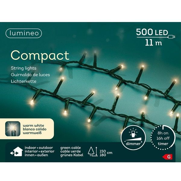 Lumineo Compact kerstverlichting | 16 meter | Lumineo (500 leds, Timer, Dimmer, Binnen/Buiten, Warm wit) 495336 K151000376 - 4