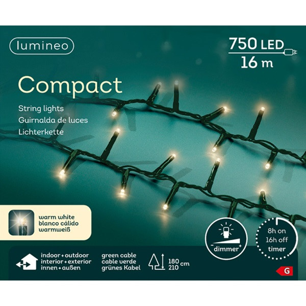 Lumineo Compact kerstverlichting | 21 meter | Lumineo (750 leds, Timer, Dimmer, Binnen/Buiten, Warm wit) 495338 K151000513 - 5