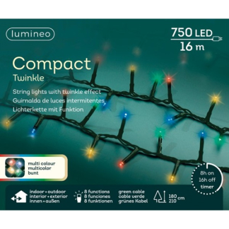 Lumineo Compact kerstverlichting | 21 meter | Lumineo (750 leds, Twinkelen, Timer, Binnen/Buiten, Gekleurd) 495366 K151200074 - 5