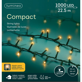 Lumineo Compact kerstverlichting | 27.5 meter | Lumineo (1000 leds, Binnen/Buiten, Extra warm wit, Timer, Dimmer) 495373 K151000374 - 4