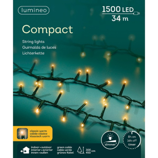 Lumineo Compact kerstverlichting | 39 meter | Lumineo (1500 LEDs, Binnen/Buiten, Extra warm wit, Timer, Dimmer) 495374 K151000375 - 