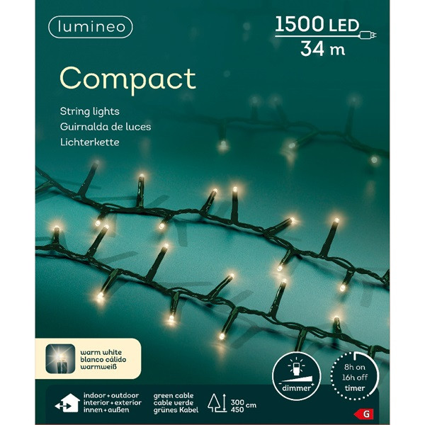 Lumineo Compact kerstverlichting | 39 meter | Lumineo (1500 leds Timer, Dimmer, Binnen/Buiten, Warm wit) 495342 K151000514 - 5