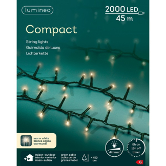 Lumineo Compact kerstverlichting | 50 meter | Lumineo (2000 LEDs, Binnen/Buiten, Warm wit, Timer, Dimmer) 495375 K151000515 - 
