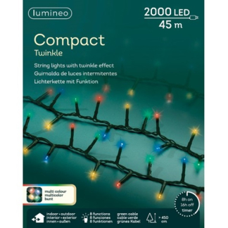 Lumineo Compact kerstverlichting | 50 meter | Lumineo (2000 leds, Binnen/Buiten, Gekleurd, Timer, Twinkelen) 495362 K151200073 - 5