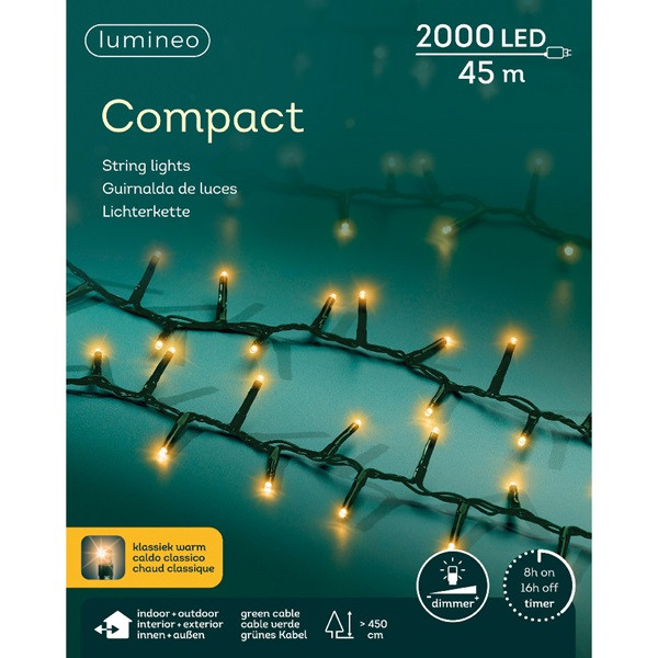 Lumineo Compact kerstverlichting | 50 meter | Lumineo (2000 leds, Timer, Dimmer, Binnen/Buiten, Extra warm wit) 495377 K151000397 - 5