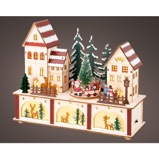 Lumineo Houten kerstfiguur | Kerstdorp | Lumineo (6 leds, Beweging, Muziek, Batterijen, 10 x 27 x 22 cm) 487728 K150303389 - 2
