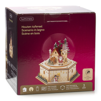 Lumineo Houten kerstfiguur | Kerstglobe  | Lumineo (3 leds, Beweging, Muziek, Batterijen, 15.5 x 17.8 x 17.5 cm) 487732 K150303390 - 2