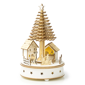 Lumineo Houten kerstfiguur | Kerstplein | Lumineo (3 leds, Batterijen, Ø15 x 25 cm) 487726 K150303388 - 1