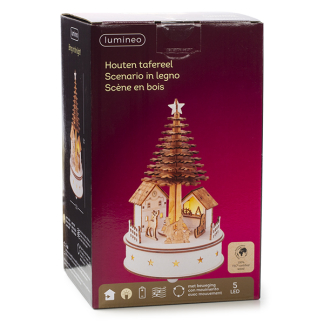 Lumineo Houten kerstfiguur | Kerstplein | Lumineo (3 leds, Batterijen, Ø15 x 25 cm) 487726 K150303388 - 2
