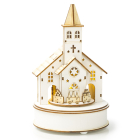 Lumineo Houten kerstfiguur | Lumineo | Kerk met treintje | Ø 15 x 24.5 cm (3 leds, Beweging, Muziek, Batterijen) 487725 K150303387 - 1