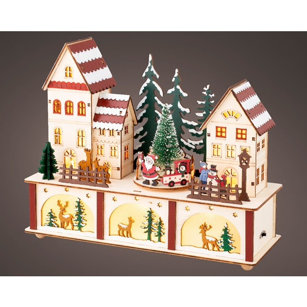 Lumineo Houten kerstfiguur | Lumineo | Kerstdorp | 10 x 27 x 22 cm (6 leds, Beweging, Muziek, Batterijen) 487728 K150303389 - 2