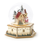 Houten kerstfiguur | Lumineo | Kerstglobe | 15.5 x 17.8 x 17.5 cm (3 leds, Beweging, Muziek, Batterijen)