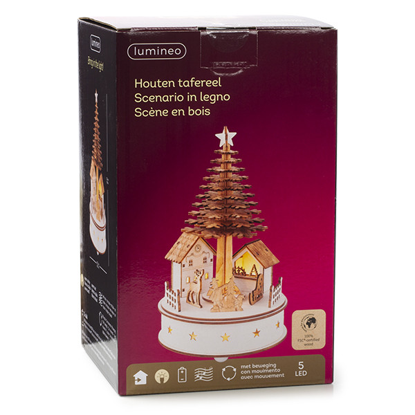 Lumineo Houten kerstfiguur | Lumineo | Kerstplein | Ø 15 x 25 cm (3 leds, Batterijen) 487726 K150303388 - 2