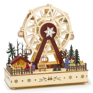 Lumineo Houten kerstfiguur | Reuzenrad | Lumineo (7 leds, Beweging, Muziek, Batterijen, 12 x 28 x 28.3 cm) 487733 K150303391 - 1