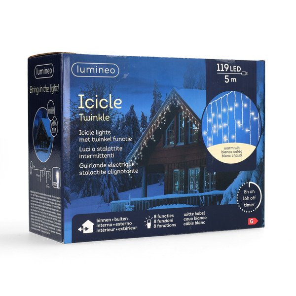 Lumineo IJspegelverlichting | 10 meter | Lumineo (119 leds, Timer, Binnen/Buiten, Warm wit, Wit snoer) 494811 K151200141 - 7