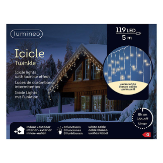 Lumineo IJspegelverlichting | 10 meter | Lumineo (119 leds, Timer, Binnen/Buiten, Warm wit, Wit snoer) 494811 K151200141 - 3