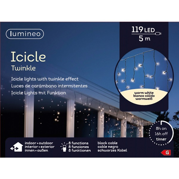 Lumineo IJspegelverlichting | 10 meter | Lumineo (119 leds, Timer, Binnen/Buiten, Warm wit, Zwart snoer) 494813 K151000526 - 7