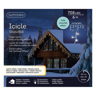 Lumineo IJspegelverlichting | 11 meter | Lumineo (708 leds, Sneeuwval, Timer, Binnen/Buiten, Koud/Warm wit, Wit snoer) 495100 K151200145 - 3