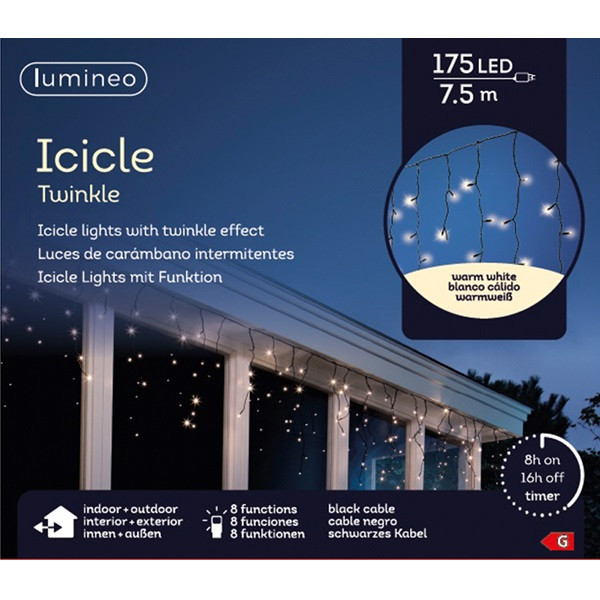 Lumineo IJspegelverlichting | 12.5 meter | Lumineo (175 leds, Timer, Binnen/Buiten, Warm wit, Zwart snoer) 494825 K151000527 - 5
