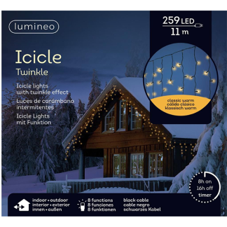 Lumineo IJspegelverlichting | 16 meter | Lumineo (259 leds, Timer, Binnen/Buiten, Extra warm wit, Zwart snoer) 494836 K151001830 - 4