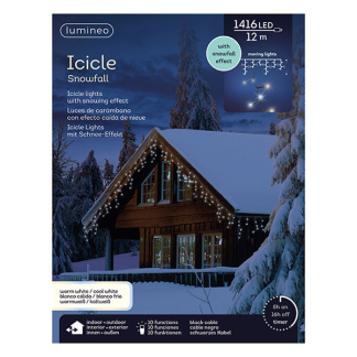 Lumineo IJspegelverlichting | 17 meter | Lumineo (1416 leds, Sneeuwval, Timer, Binnen/Buiten, Koud/Warm wit, Zwart snoer) 495102 K151200146 - 3