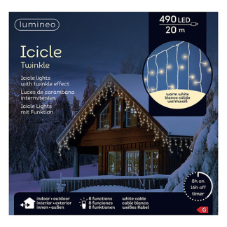 Lumineo IJspegelverlichting | 25 meter | Lumineo (490 leds, Timer, Binnen/Buiten, Warm wit, Wit snoer) 494809 K151200140 - 6