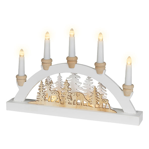 Lumineo Kaarsenbrug | Lumineo | 38 x 24 cm (5 leds, Herten, Hout, Wit) 485031 K151001775 - 1