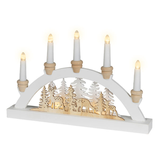 Lumineo Kaarsenbrug | Lumineo | 38 x 24 cm (5 leds, Herten, Hout, Wit) 485031 K151001775
