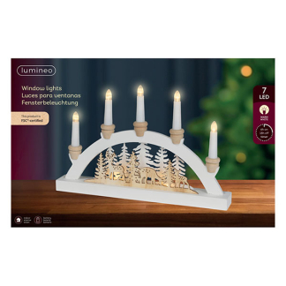 Lumineo Kaarsenbrug | Lumineo | 38 x 24 cm (5 leds, Herten, Hout, Wit) 485031 K151001775 - 2