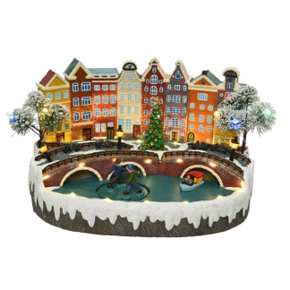 Lumineo Kerstdorp | Amsterdam | Lumineo (45 leds, Bewegend, Muziek) 488029 K151000191 - 2