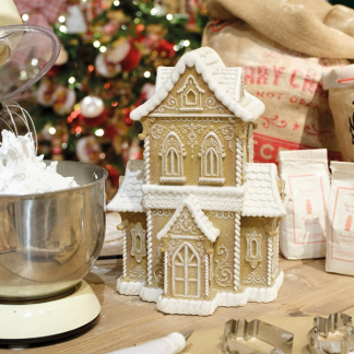 Lumineo Kerstdorp | Bruin huisje met glitters | Lumineo (Besneeuwd) 485721 K150303400 - 3