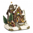 Lumineo Kerstdorp | Huisje met kerstman | Lumineo (9 LEDs, Bewegend, Muziek, Batterij) 485430 K151000201 - 1