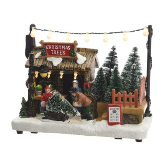 Lumineo Kerstdorp | Kerstboomverkoop | Lumineo (9 leds, Batterij) 481434 K151000196 - 2