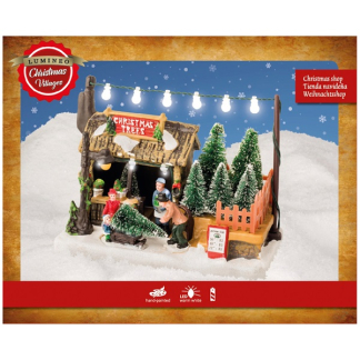 Lumineo Kerstdorp | Kerstboomverkoop | Lumineo (9 leds, Batterij) 481434 K151000196 - 3