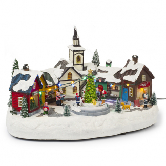 Lumineo Kerstdorp | Kerstmarkt | Lumineo (22 leds, Bewegend, Muziek) 485523 K150303403 - 1
