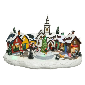 Lumineo Kerstdorp | Kerstmarkt | Lumineo (22 leds, Bewegend, Muziek) 485523 K150303403 - 2