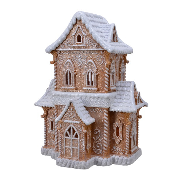 Lumineo Kerstdorp | Lumineo | Bruin huisje met glitters  (Besneeuwd) 485721 K150303400 - 2