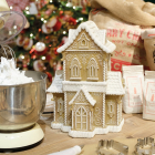 Lumineo Kerstdorp | Lumineo | Bruin huisje met glitters  (Besneeuwd) 485721 K150303400 - 3