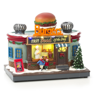 Lumineo Kerstdorp | Lumineo | Eethuisje  (Hamburgertent, 11 leds, Kunststof, Licht, Binnen) 487888 K150303383 - 1