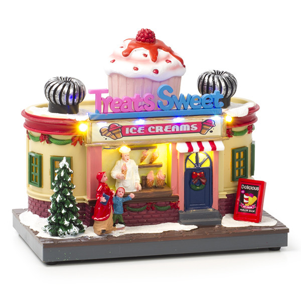 Lumineo Kerstdorp | Lumineo | Eethuisje (IJssalon, 14 leds, Kunststof, Licht, Binnen) 487890 K150303385 - 1