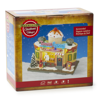 Lumineo Kerstdorp | Lumineo | Eethuisje (IJssalon, 14 leds, Kunststof, Licht, Binnen) 487890 K150303385 - 2