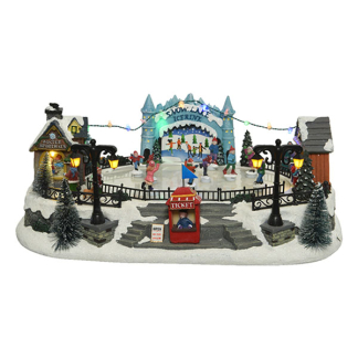 Lumineo Kerstdorp | Lumineo | Schaatsbaan (18 leds, Polyetheen, Beweging, Licht, Muziek, Binnen) 485063 K150303379 - 1