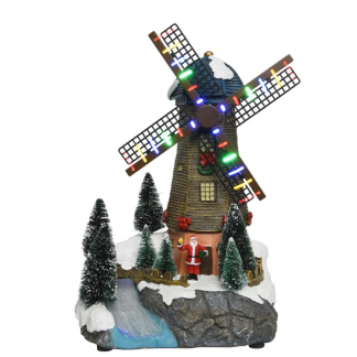 Lumineo Kerstdorp | Molen | Lumineo (25 LEDs, Bewegend, Batterij) 488058 K151000195 - 