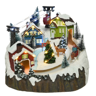Lumineo Kerstdorp | Noors dorpje | Lumineo (31 Micro leds, Bewegend, Muziek) 485434 K150303406 - 2