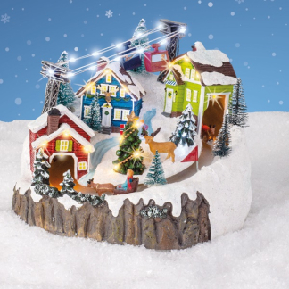 Lumineo Kerstdorp | Noors dorpje | Lumineo (31 Micro leds, Bewegend, Muziek) 485434 K150303406 - 3