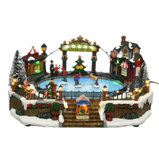 Lumineo Kerstdorp | Schaatsbaan | Lumineo (46 leds, Bewegend) 488359 K150303421 - 2