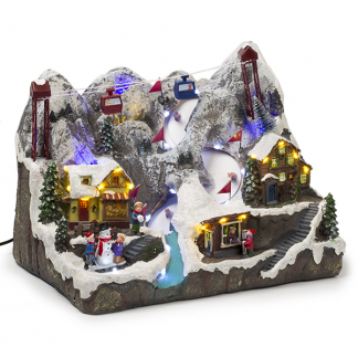Lumineo Kerstdorp | Skigebied | Lumineo (33 Micro leds, Bewegend, Muziek) 485626 K150303404 - 1