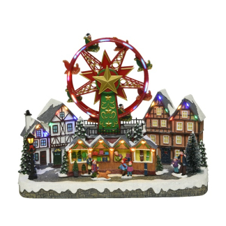 Lumineo Kerstdorp | Straatsburg | Lumineo (37 Micro leds, Bewegend, Muziek) 485390 K150303407 - 2