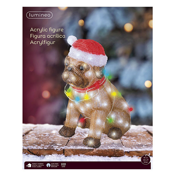 Lumineo Kerstfiguur hond | Lumineo | 42 cm (100 leds, Timer, Binnen/Buiten) 491321 K151001815 - 3